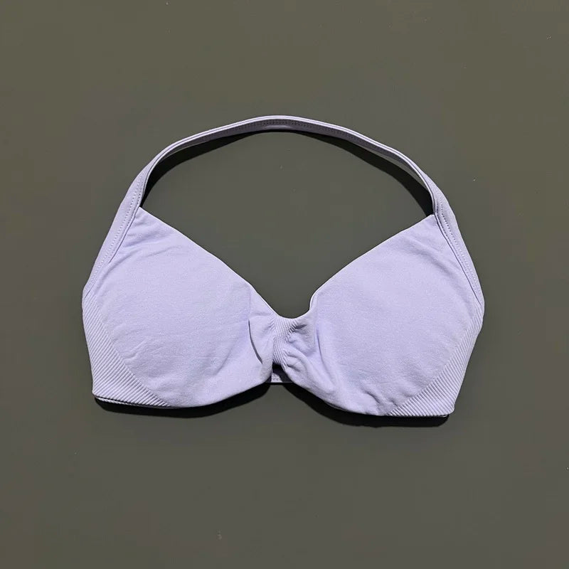 Strappy Backless Sports Bra for Women – Push-Up Yoga & Gym Top with Removable Cups
