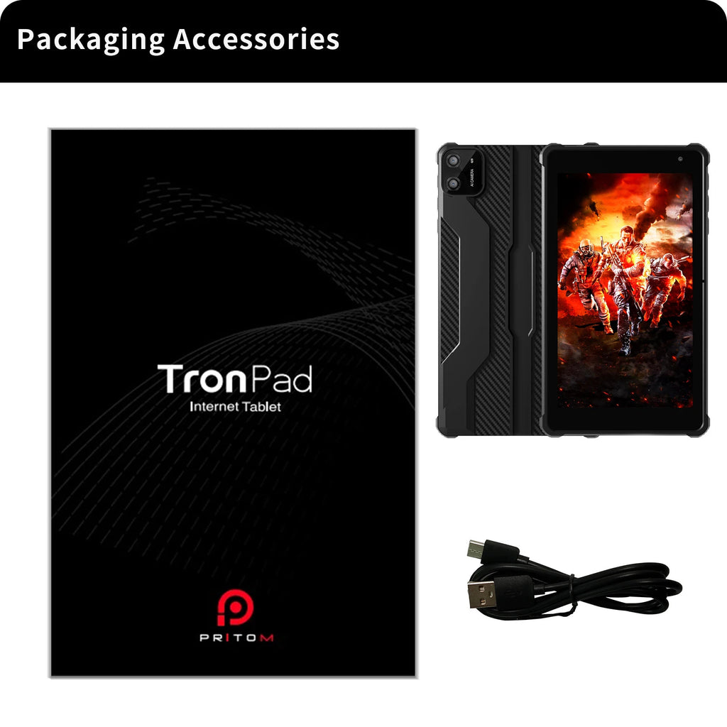 PRITOM 7 Inch Android 14 Tablet, 8GB RAM (3GB + 5GB Expandable), 64GB ROM, Octa-Core A523 Processor, WiFi 6, Dual Camera, IPS Display, Black