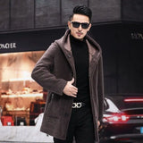 Men’s Winter Casual Thick Fleece Hooded Waterproof Jacket with Real Fur Wool Coat thumbnail 26