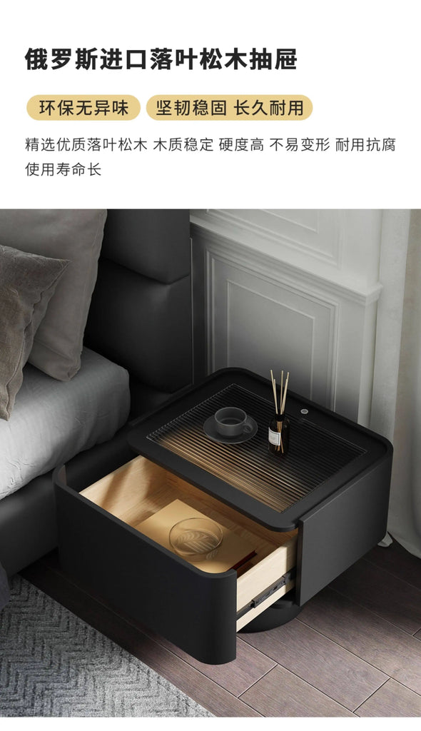 Space-Saving Vintage Bedside Table – Minimalist Luxury Wooden Nightstand