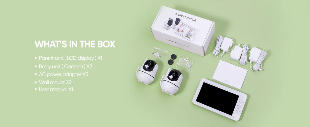 SM70V2 7" 1080P HD Split Screen Video Baby Monitor with Two Cameras – Hack Proof, Remote Zoom/Pan/Tilt, 4000mAh Battery