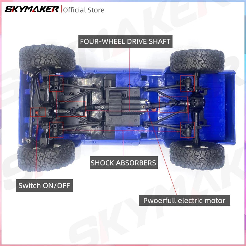 WPL C24-1 1:16 Scale 4WD RC Rock Crawler Truck with LED Lights – 2.4G Remote Control Off-Road Buggy