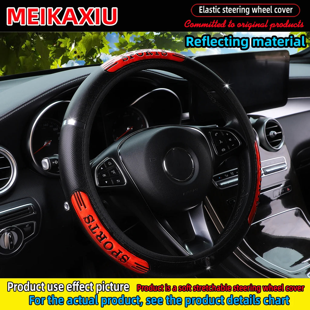MEIKAXIU Reflective Dynamic Imitation Metal Strip Car Steering Wheel Cover – No Inner Ring Design