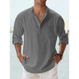 Men’s Cotton Linen Henley Short Sleeve Casual Shirt – Summer Beach & Everyday Wear thumbnail 11