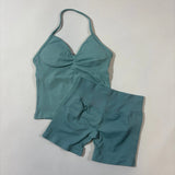 Women’s Seamless Yoga Gym Set – Backless Tank Top & High Waist Scrunch Shorts (2PCS) thumbnail 40