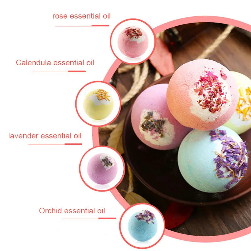 Handmade Bath Bomb Set with Essential Oils and Sea Salt – Moisturizing & Skin Peeling Bubble Ball Gift