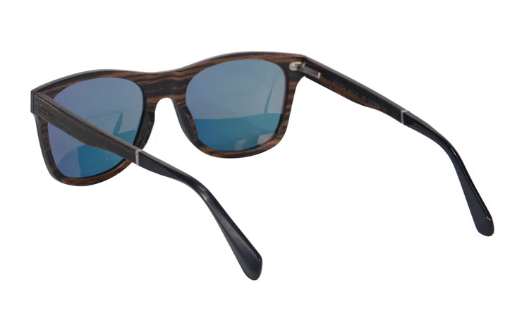 SHINU Handmade Natural Wood Polarized Sunglasses – Ebony, Zebra & Red Sandalwood UV400 Rectangle Frame for Men & Women