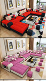 Modern U-Shaped Fabric Sofa Set with USB & Stools – Living Room Couch, Customizable Colors thumbnail 18