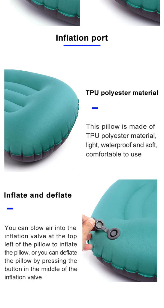 WESTTUNE Portable Inflatable Camping & Travel Pillow – Ultralight, Durable, and Ergonomic Neck & Lumbar Support