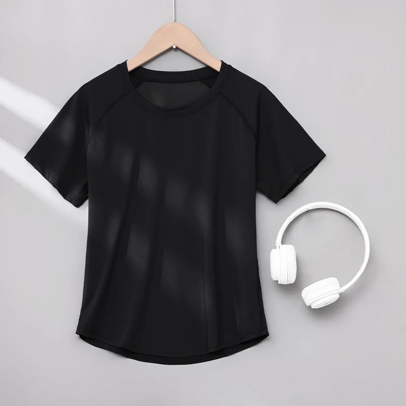 DRUR Women’s Breathable Yoga & Gym T-Shirt – Quick Dry Short Sleeve Workout Top