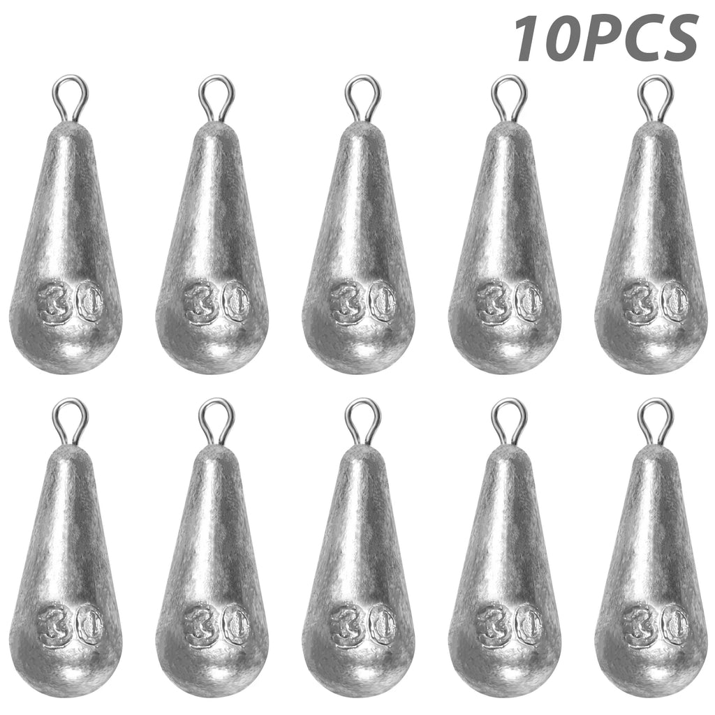 Premium Teardrop Fishing Weights Sinkers – 10 Sizes Lead Drop Shot Weights with 360° Swivel for Freshwater & Saltwater
