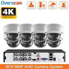 8CH 4K AHD DVR CCTV System with 8MP Dome Cameras – IR Night Vision, Face & Motion Detection