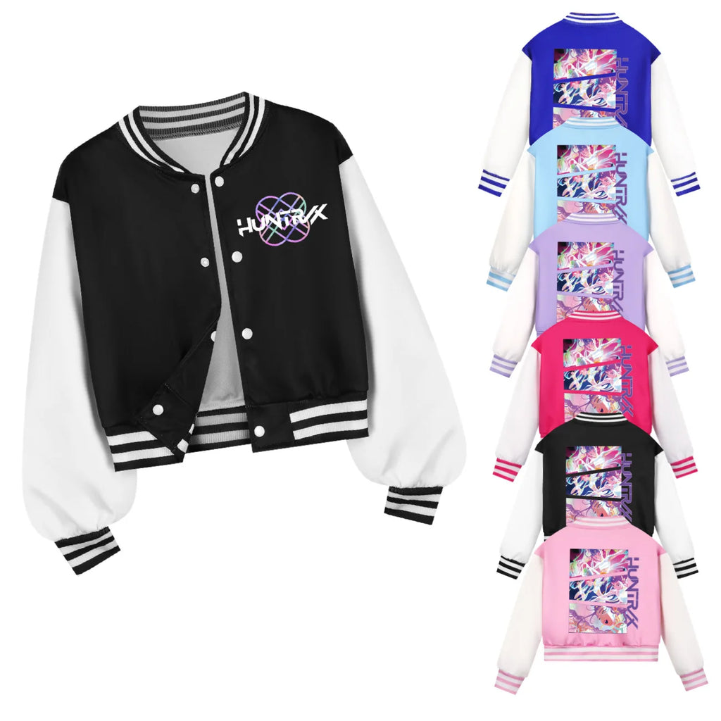 KPop Demon Hunters Huntrix Kids Baseball Uniform Costume – Unisex Cartoon Hoodie Set for Boys & Girls