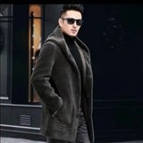 Men’s Winter Casual Thick Fleece Hooded Waterproof Jacket with Real Fur Wool Coat thumbnail 7