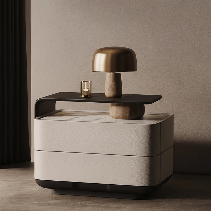 Nordic Minimalist Bedside Table with Storage Drawers – Modern Glamour Nightstand for Bedroom