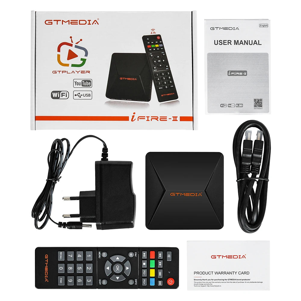 GTMEDIA iFire2 1080P FHD TV Box with M3U Decoder, H.265 HEVC 10bit, Built-in 2.4G WiFi & Ethernet, Android Media Player