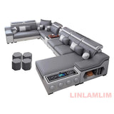 Linlamlim Modern Sectional Sofa Set with Chaise Lounge, Bluetooth Speakers & USB Charging Ports thumbnail 10