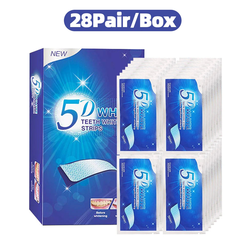 VACLAV 5D Teeth Whitening Strips Kit – 7/14/21/28 Pairs – Home Use Whitening for Coffee & Smoking Stains