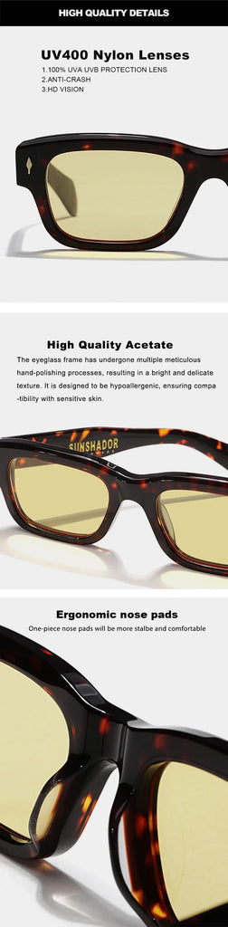 SJEFF Luxury Acetate Square Sunglasses UV400 Polarized Prescription Ready – Unisex Fashion Designer Eyewear