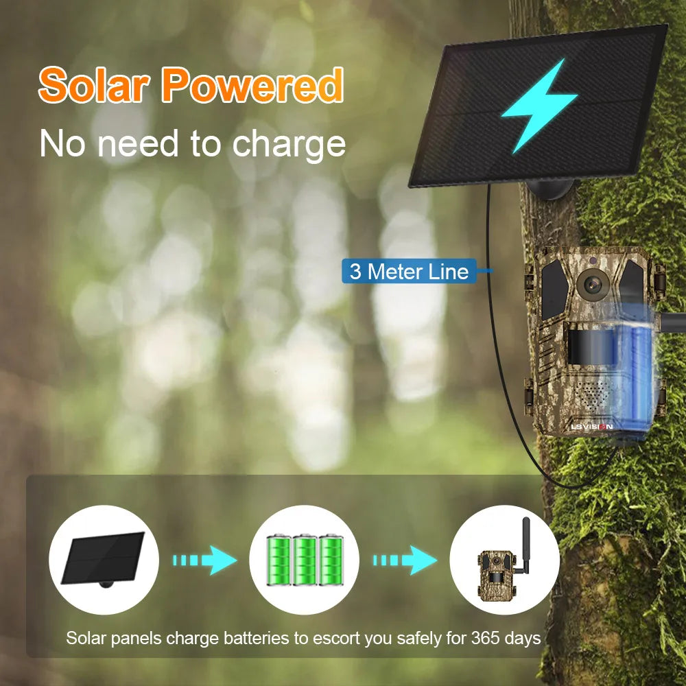 LS VISION 4G Solar Wireless Security Camera 2K HD PTZ Outdoor CCTV with Night Vision & Human Detection