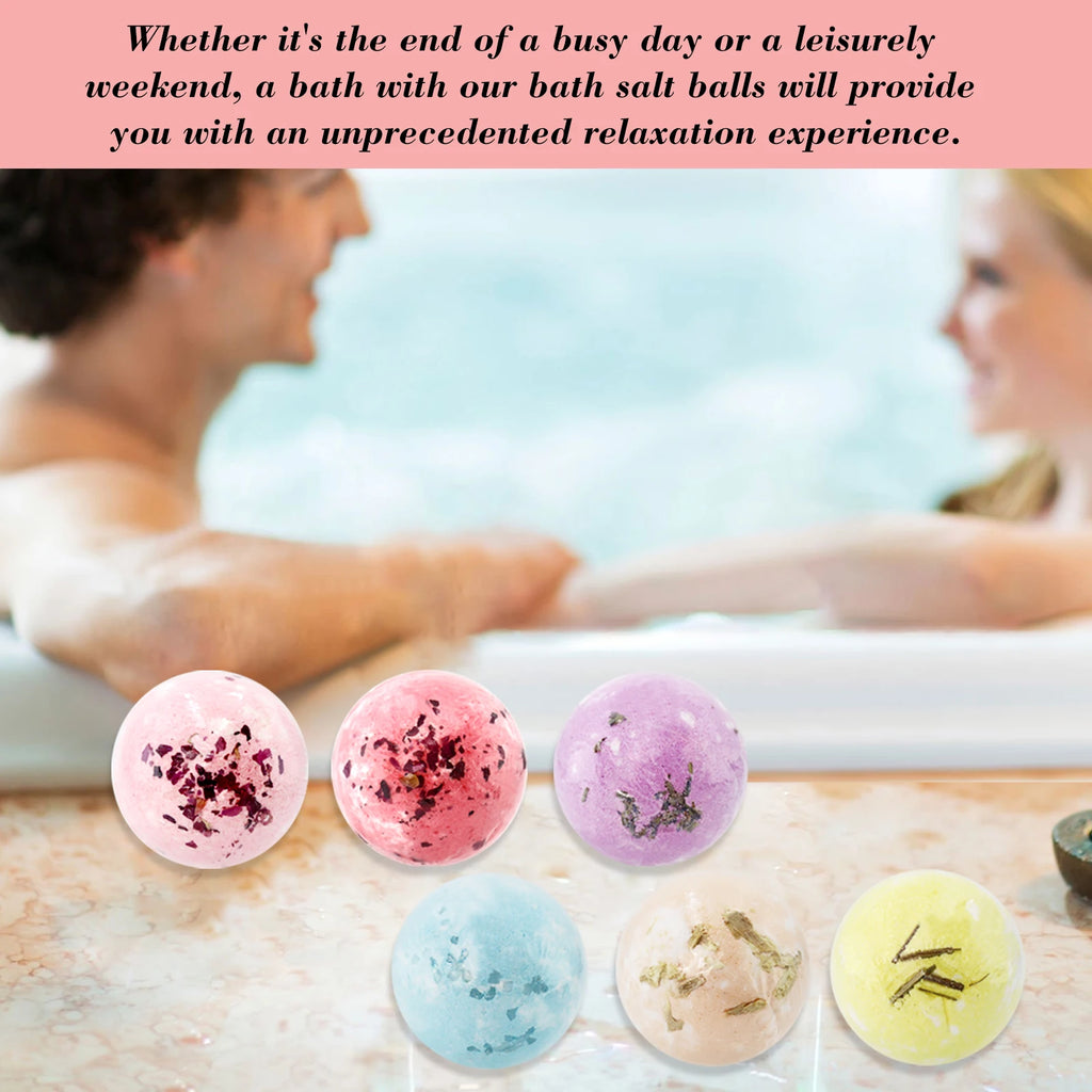 6Pcs Lavender Epsom Salt Bath Bomb Set – Muscle Relaxation Self Care Spa Gift for Women