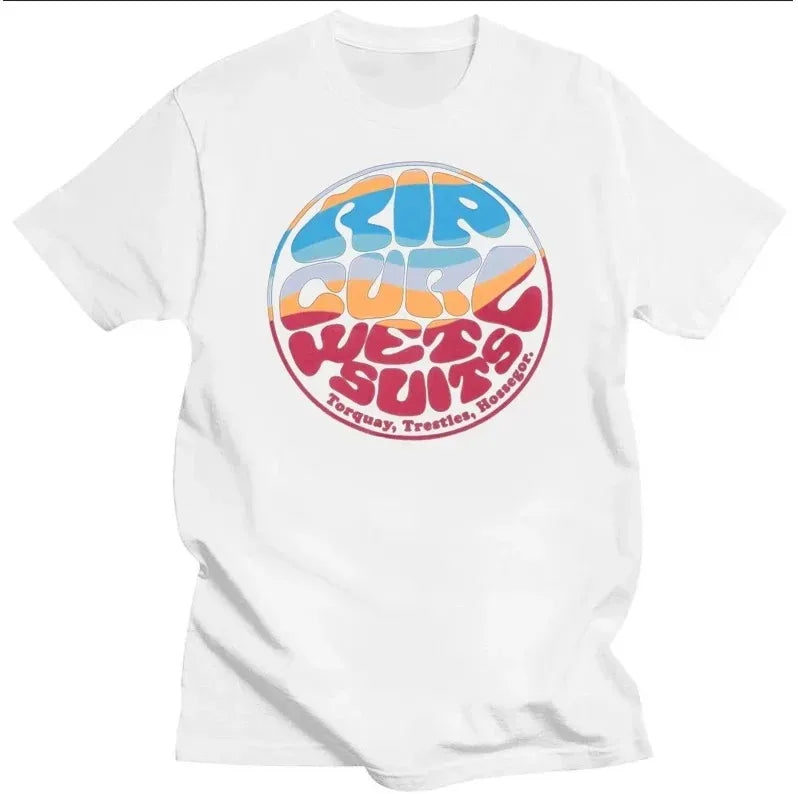 Men's Rip Curl Vintage Print Short Sleeve T-Shirt – 100% Cotton, Casual Streetwear Tee