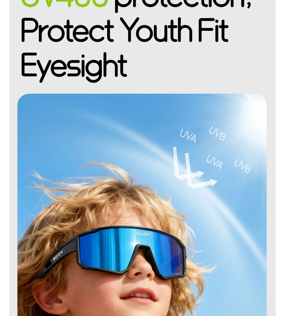 SCVCN Kids Photochromic Cycling Sunglasses UV400 TR90 Lightweight Sports Glasses for Boys and Girls Age 6–14