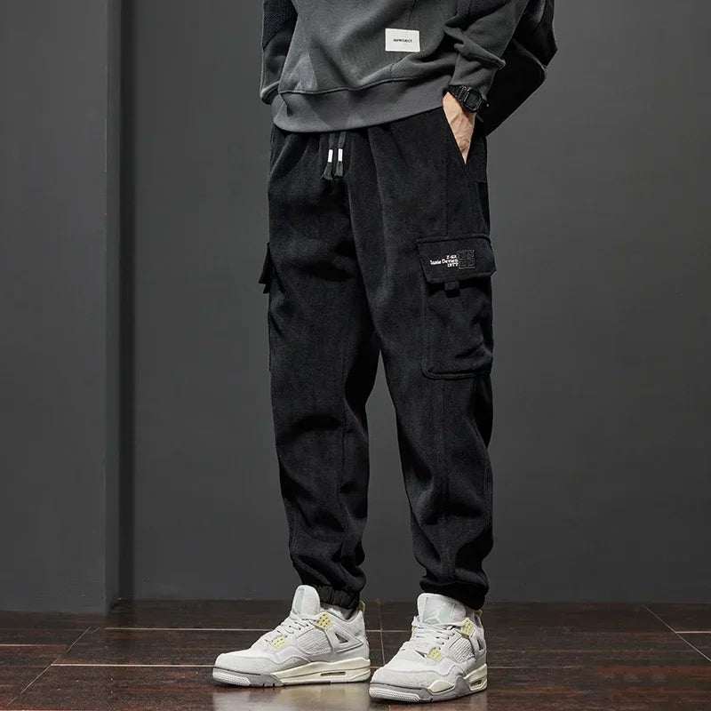 Men’s Casual Elastic Waist Jogger Pants – Spring & Autumn Stretch Straight Fit with Drawstring and Pockets