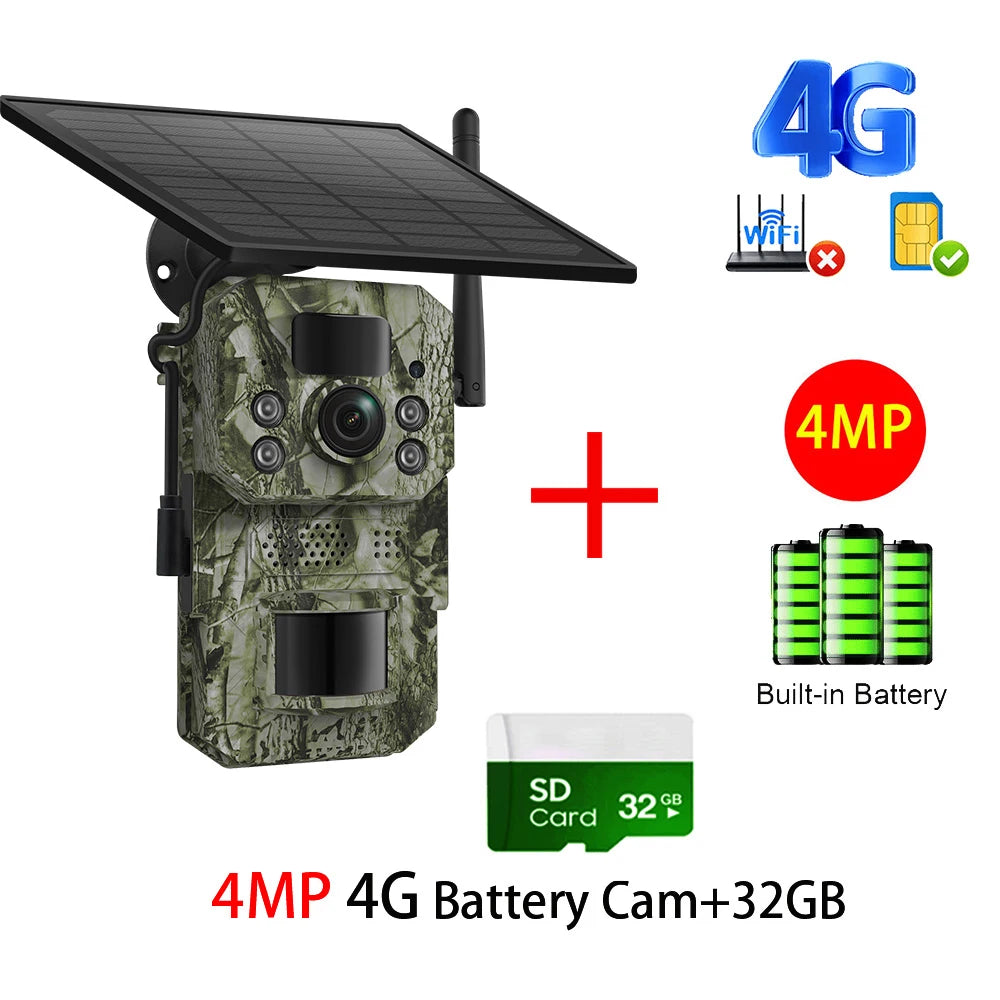 INQMEGA4G 2K 5MP PIR Motion Sensor Hunting Trail Camera with Night Vision & Solar Battery – IP66 Waterproof