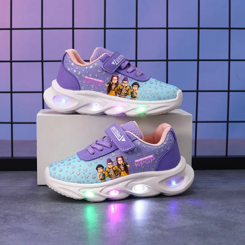 Kpop Demon Hunter LED Sneakers for Kids – Cartoon Night Light Shoes for Toddlers Boys & Girls
