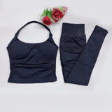 Impact Gym Set – Seamless Halter Top & High-Waist Sports Leggings Yoga Outfit (2-Piece) thumbnail 24