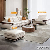 MINGDIBAO Italian Genuine Leather L-Shaped Sofa Set with Adjustable Headrests, Bluetooth Speaker & Wireless Charging thumbnail 11