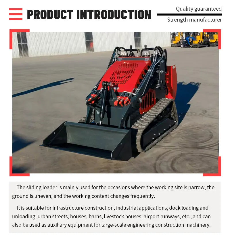 Customized Mini Skid Steer Loader with Snow Blower – Track Type, Enclosed Cab, 24HP CE EPA Certified