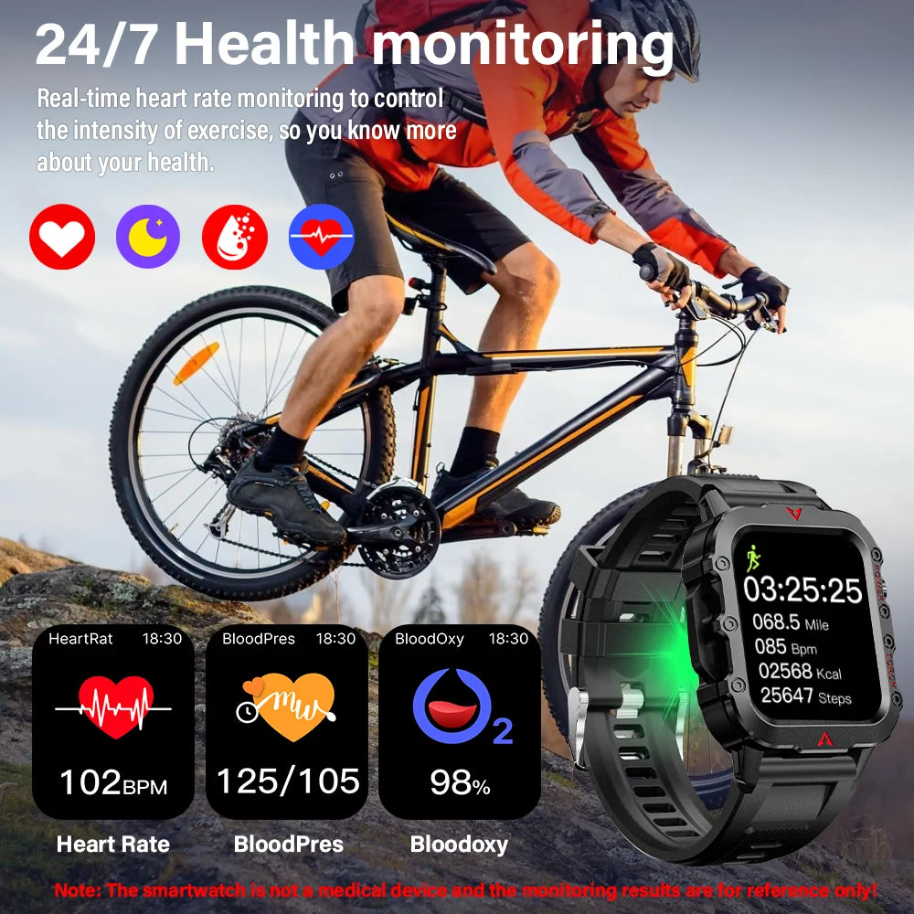 LAXASFIT Q11 Men’s Smart Watch with LED Flashlight, Fitness & Health Monitoring