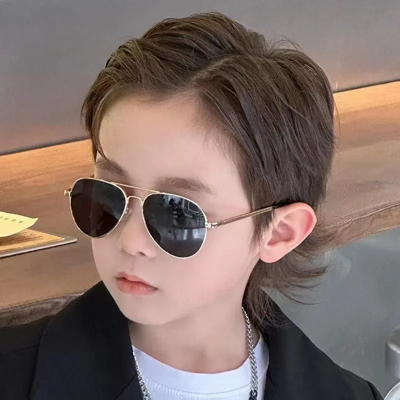 Kids Metal Oval Sunglasses – Cute Fashion Mirror Lens UV Protection for Boys & Girls