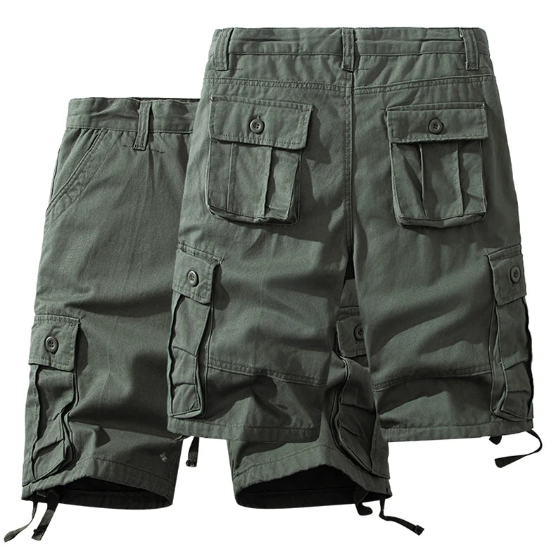 Men’s Cotton Cargo Knee-Length Tactical Shorts – Casual Hiking, Fishing & Sports Wear
