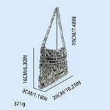 Retro Silver Sequin Metal Handwoven Shoulder Bag – High-End Women’s Square Handbag thumbnail 7