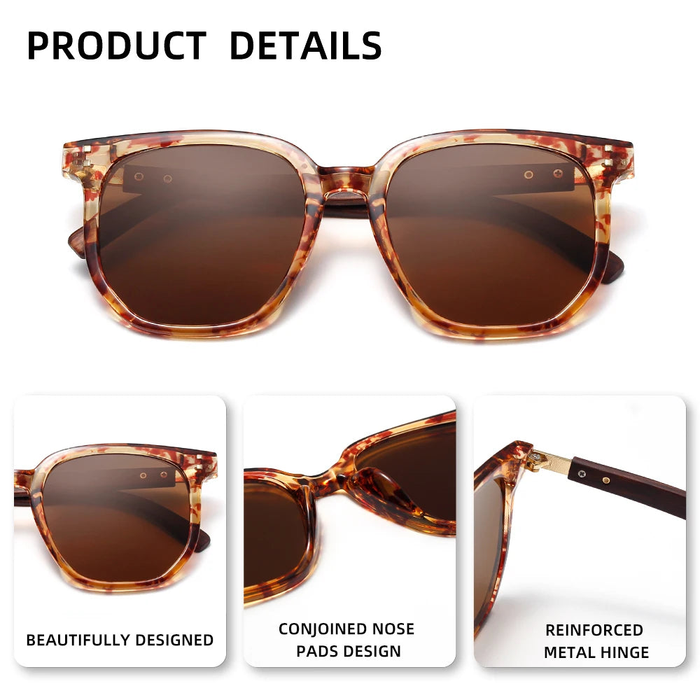 Fashion Vintage UV400 Rectangle Sunglasses – Wooden Frame Classic Travel & Driving Eyewear for Men