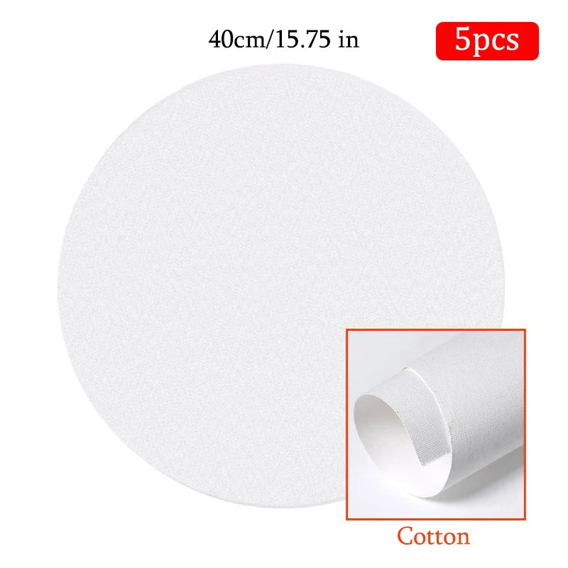 5pcs White Blank Square Artist Canvas Wooden Frame Cotton Boards for Oil, Acrylic & Watercolor Painting