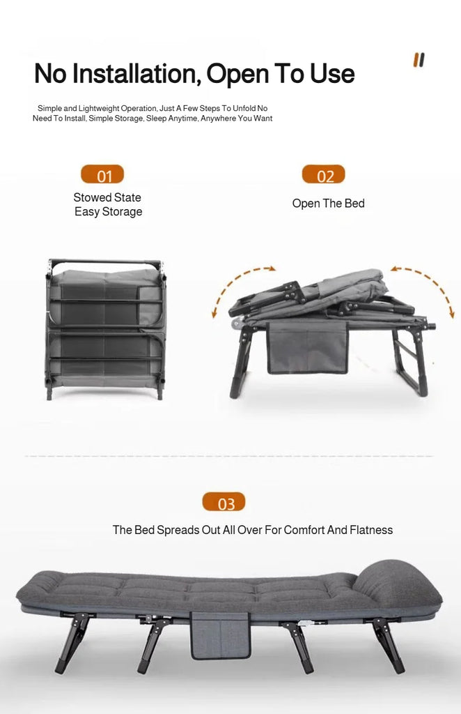 Portable Folding Lunch Break Camp Bed – Multifunctional Adjustable Leisure Recliner