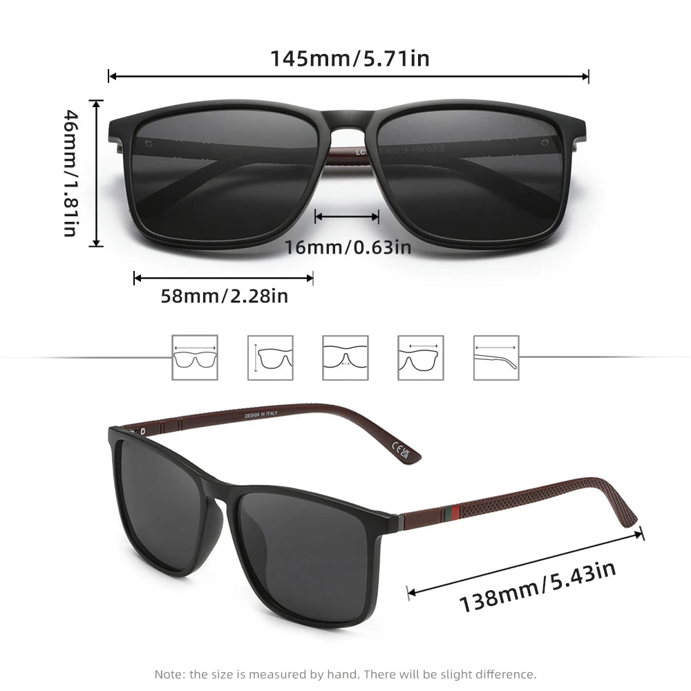 Classic Rectangle Polarized UV400 Sunglasses for Men and Women – Driving & Fishing Eyewear