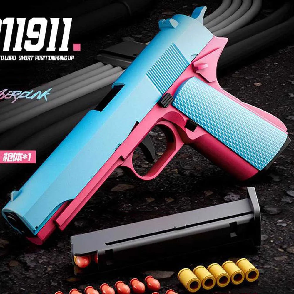 P32 Automatic Shell Ejection Toy Pistol with Soft Bullets – Kids Military Style Play Gun