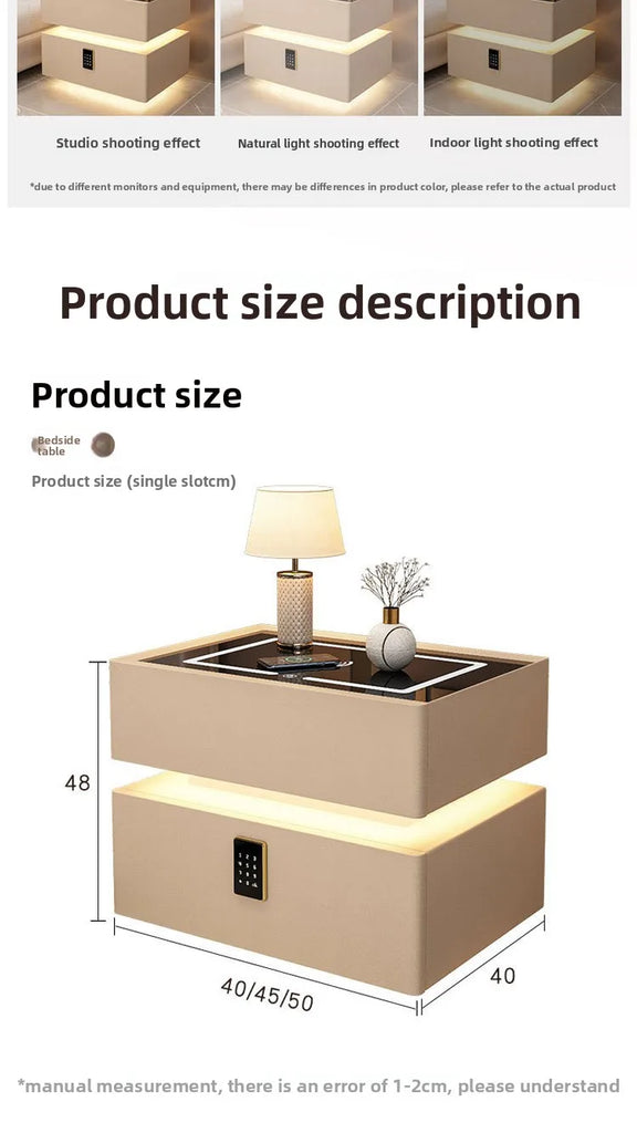 Modern Smart Suspension Bedside Table with Wireless Charging – Minimalist Solid Wood Nightstand