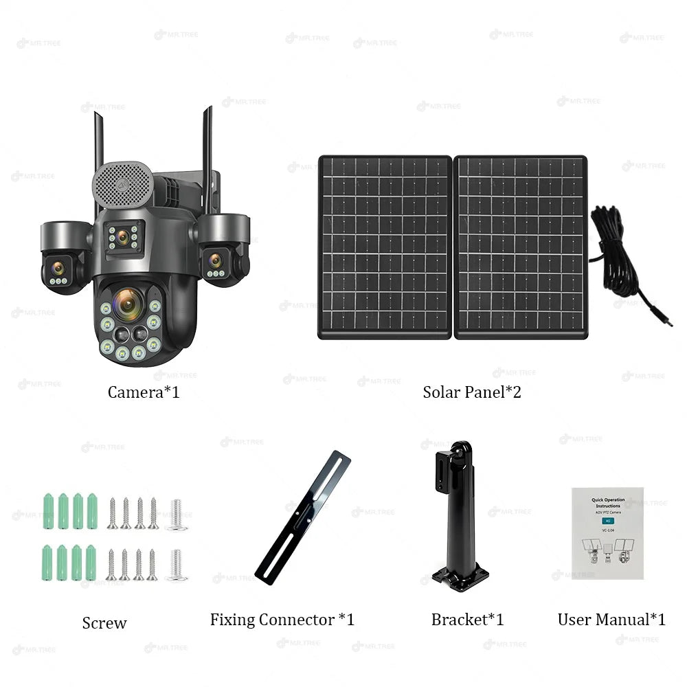 20MP 4-Lens Solar 4G Outdoor Security Camera with 60X Optical Zoom & Auto Tracking