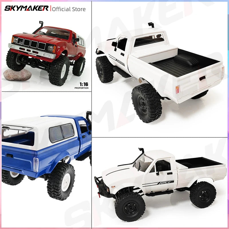 WPL C24-1 1:16 Scale 4WD RC Rock Crawler Truck with LED Lights – 2.4G Remote Control Off-Road Buggy