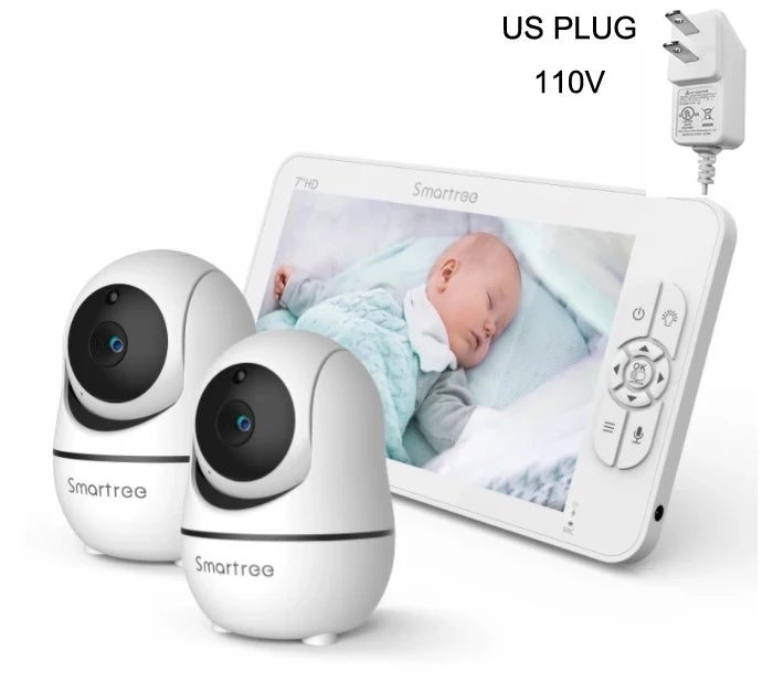 SM70V2 7" 1080P HD Split Screen Video Baby Monitor with Two Cameras – Hack Proof, Remote Zoom/Pan/Tilt, 4000mAh Battery