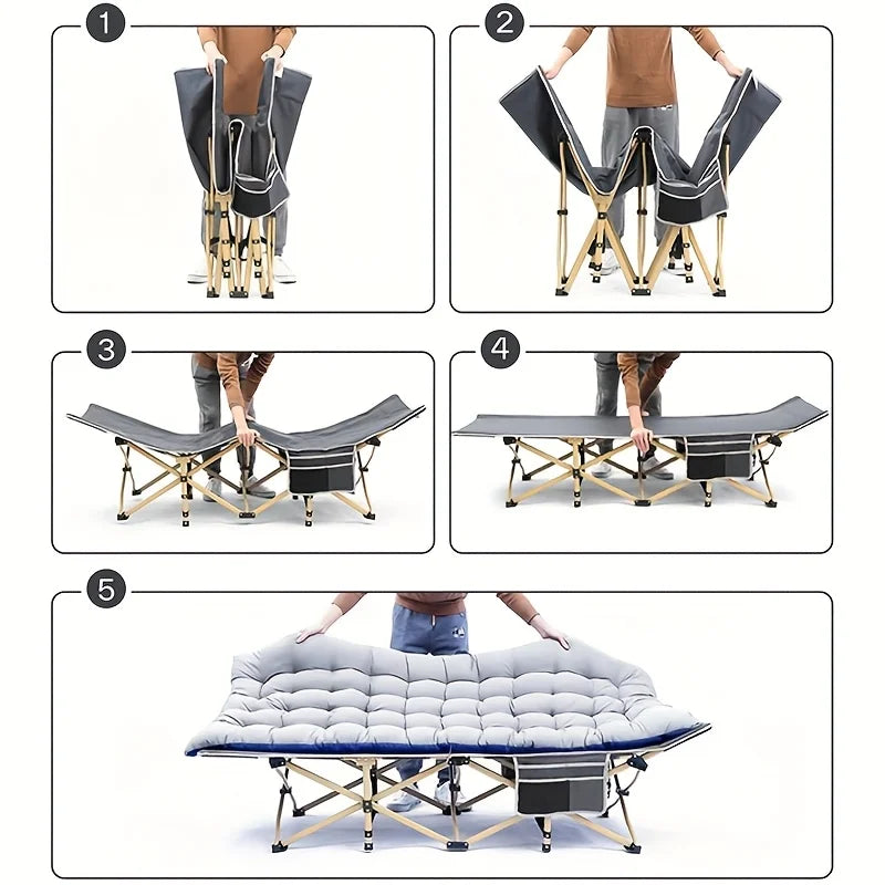 75 Inch Outdoor Folding Bed – Heavy-Duty Portable Camping & Guest Bed