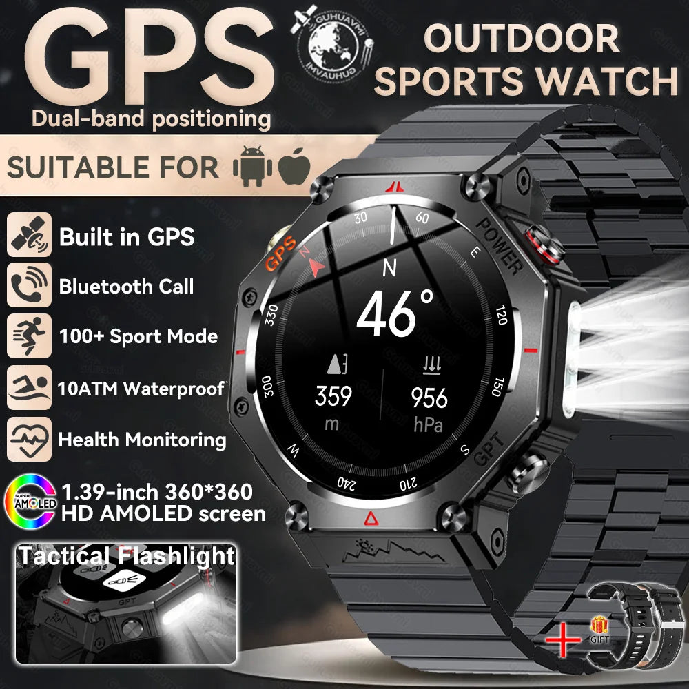 T-Rex 3 Military Smart Watch — Built-in GPS, Compass, Barometer & 10ATM IP69K Waterproof Performance