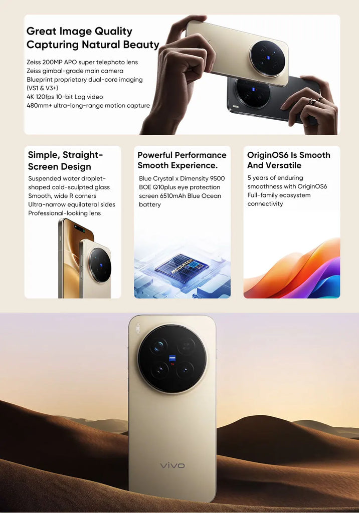 Original vivo X300 Pro 5G Smartphone 6.78" AMOLED 120Hz Screen 200MP APO Super Telephoto Lens 6510mAh