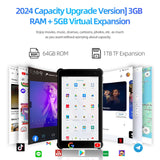PRITOM 7 Inch Android 14 Tablet, 8GB RAM (3GB + 5GB Expandable), 64GB ROM, Octa-Core A523 Processor, WiFi 6, Dual Camera, IPS Display, Black thumbnail 4